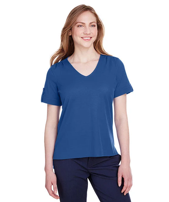 DG20WB - Devon & Jones Ladies CrownLux Performance™ Plaited Rolled-Sleeve Top | True Royal