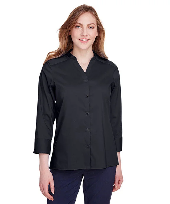 DG560W - Devon & Jones Ladies Crown Collection™ Stretch Broadcloth 3/4 Sleeve Blouse | Black