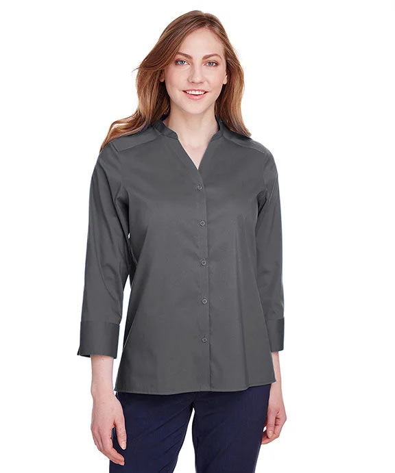 DG560W - Devon & Jones Ladies Crown Collection™ Stretch Broadcloth 3/4 Sleeve Blouse | Graphite