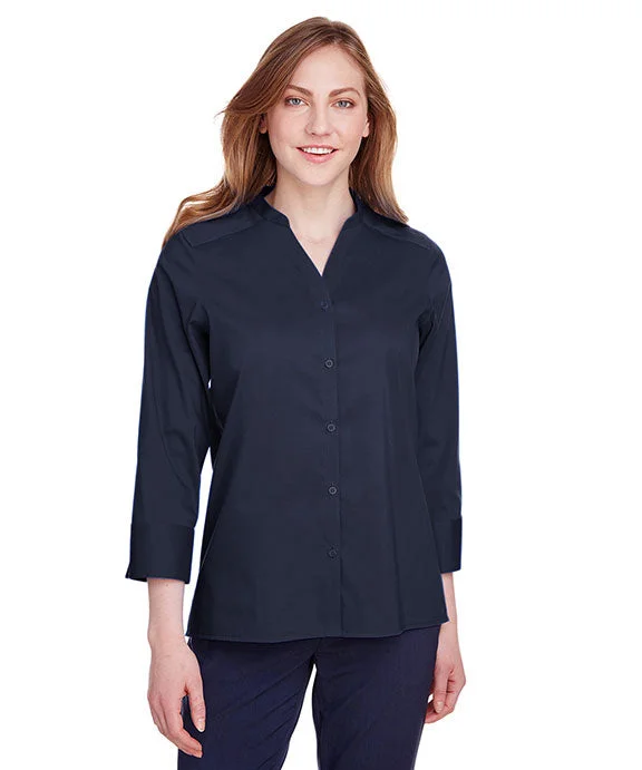 DG560W - Devon & Jones Ladies Crown Collection™ Stretch Broadcloth 3/4 Sleeve Blouse | Navy