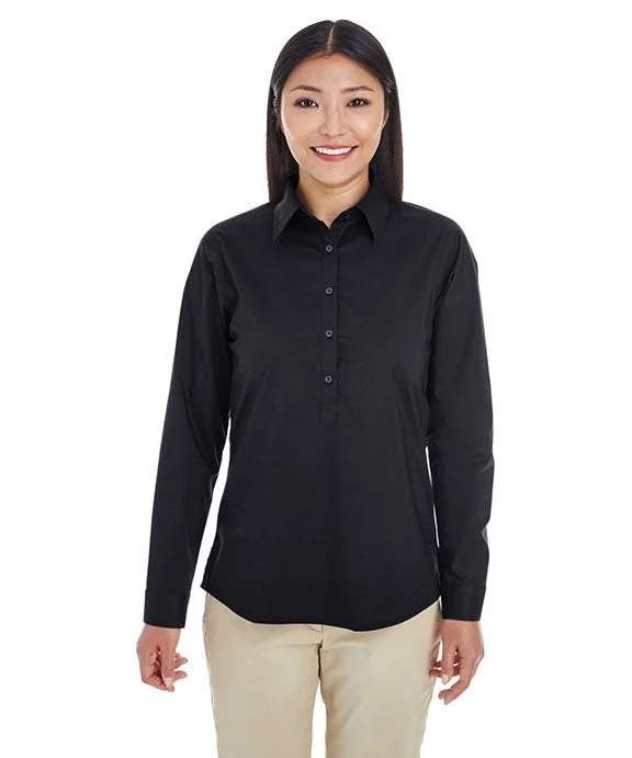 DP610W - Devon & Jones Ladies Perfect Fit™ Half-Placket Tunic Top | Black