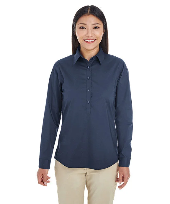 DP610W - Devon & Jones Ladies Perfect Fit™ Half-Placket Tunic Top | Navy