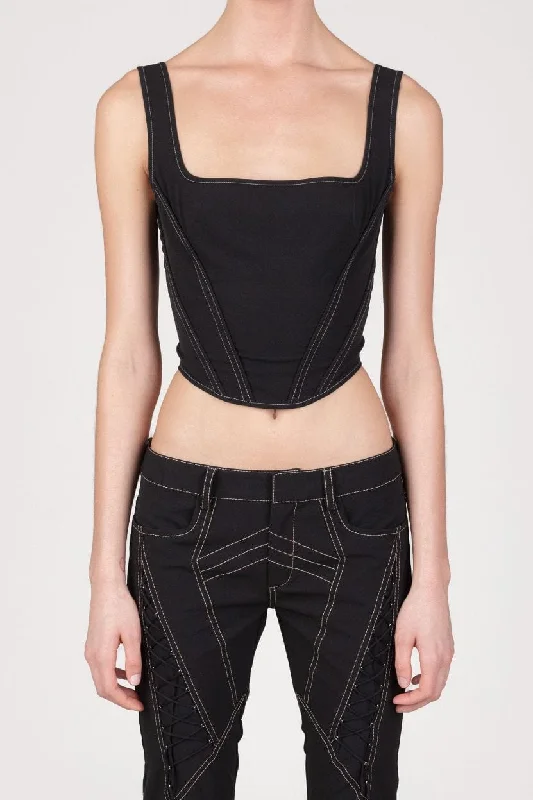 Black Exposed Seam Corset Top