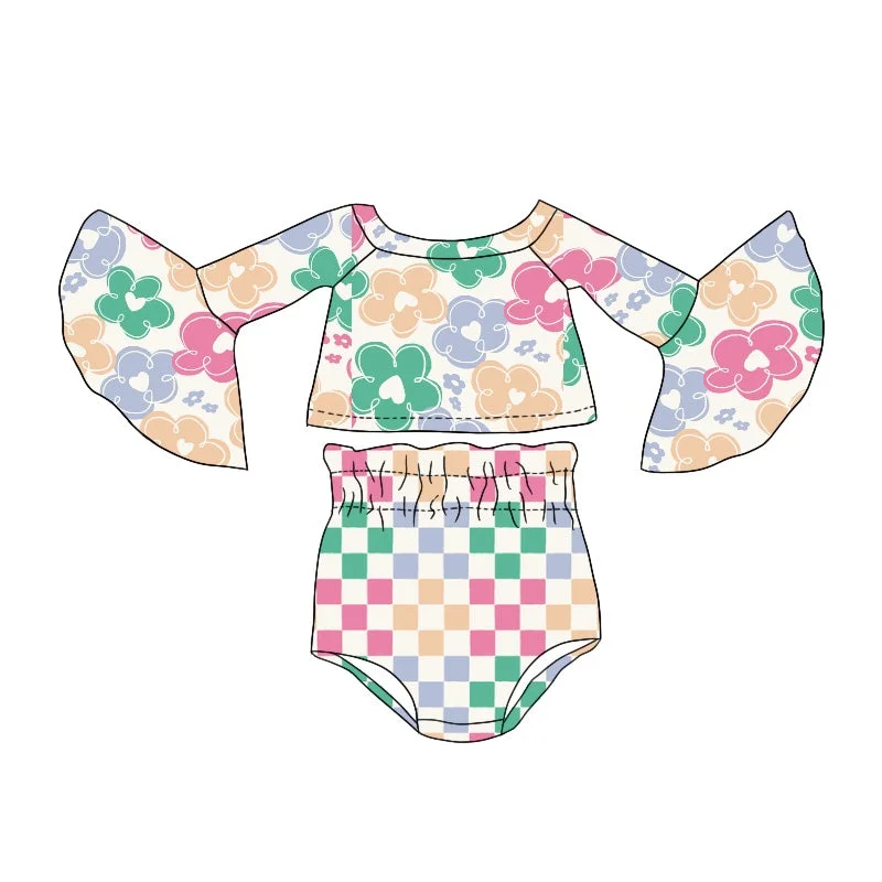 GBO0240 pre-order baby girl colorful flowers bummies sets