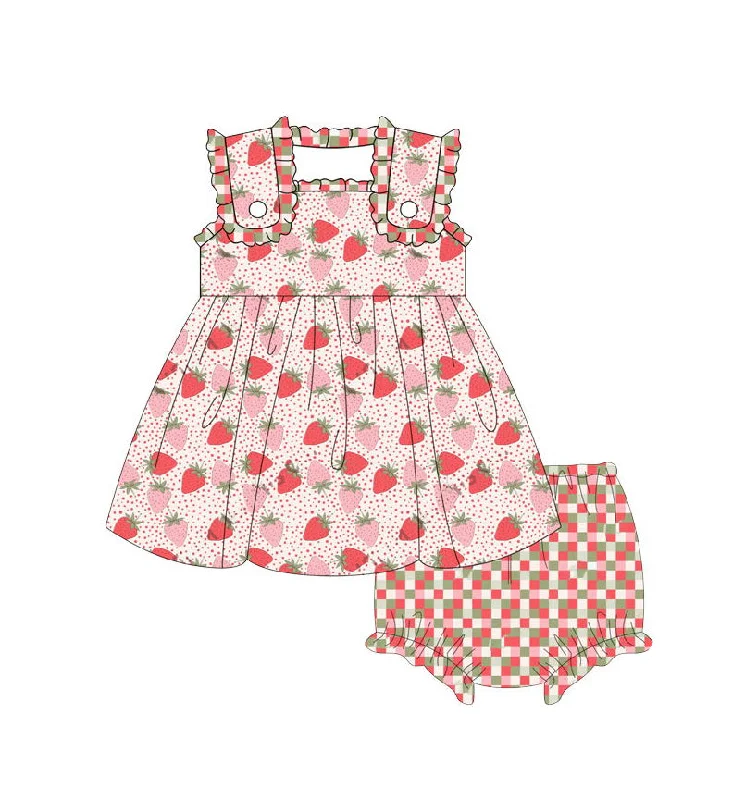 GBO0245 pre-order baby girl clothes girl strawberry summer bummies sets