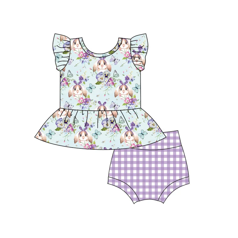 GBO0256 pre-order baby girl clothes violet bunny girl summer bummies sets