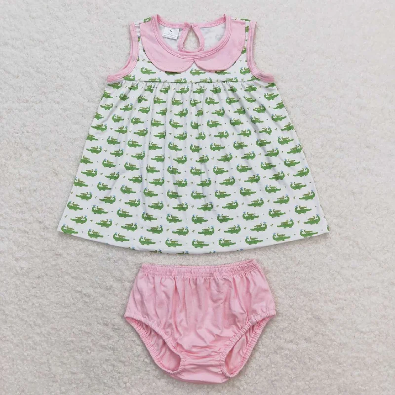 GBO0277  baby girl clothes crocodile girl summer bummies sets