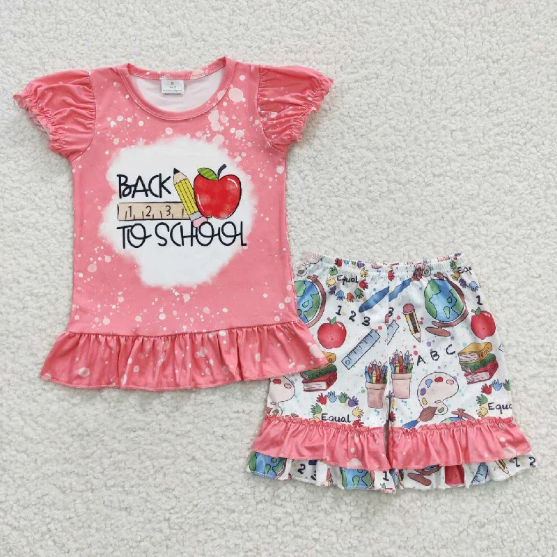 girls back to school tops shorts sets GSSO0355