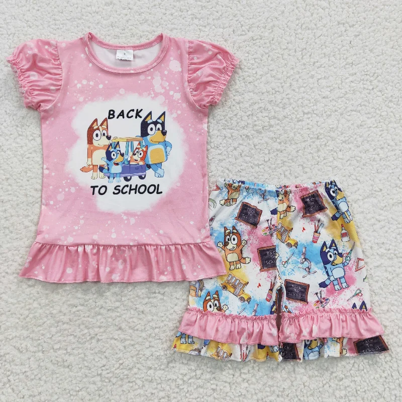 girls back to school tops shorts sets GSSO0360