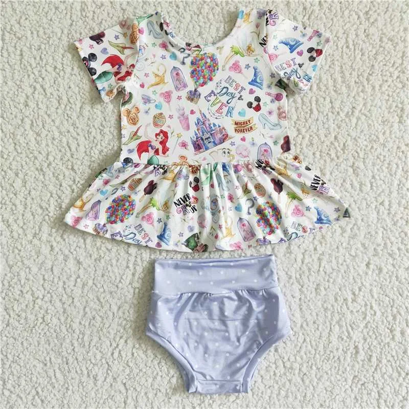 girls cartoon tops bummies set GBO0026