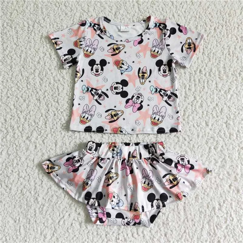 girls cartoon tops bummies set GBO0046