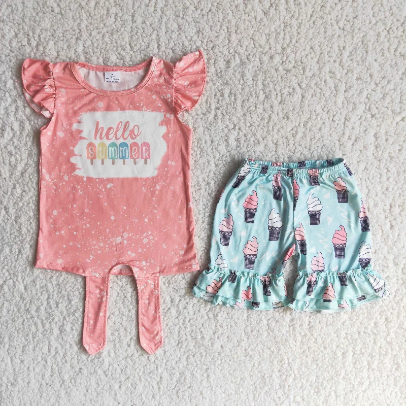 hello summer girl tops shorts Set C15-24