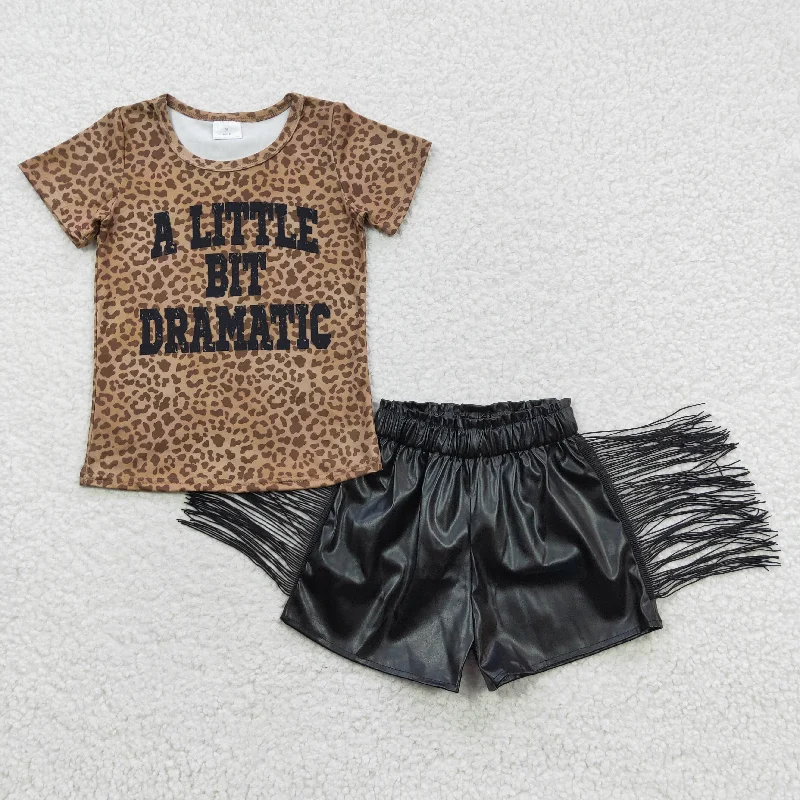 leopard tops tassel shorts sets GSSO0335