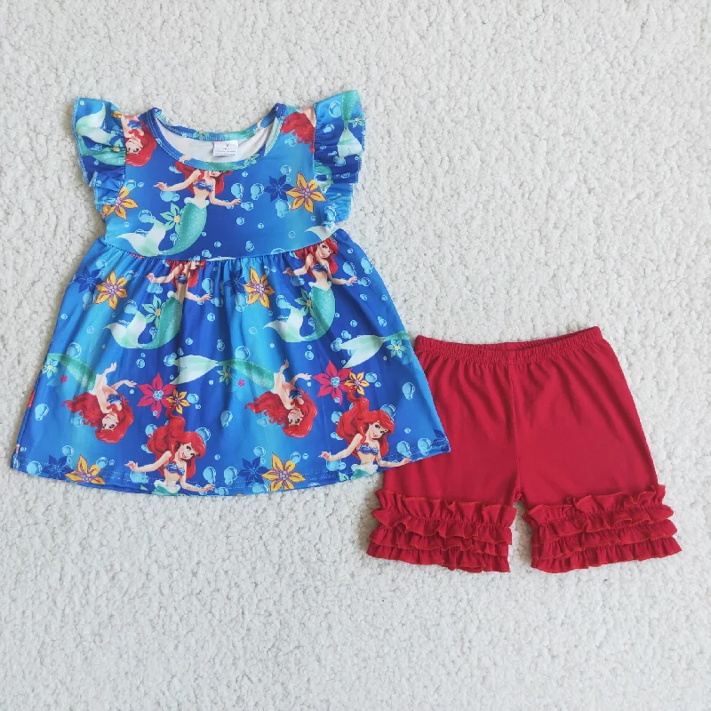 Mermaid Tops frilly shorts set D4-12