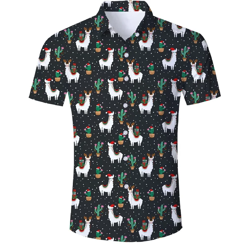 Alpaca Cactus Christmas Funny Hawaiian Shirt