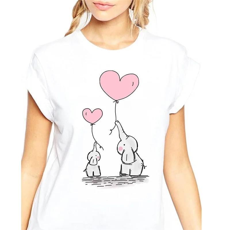 Elephant balloon Print Women t shirt