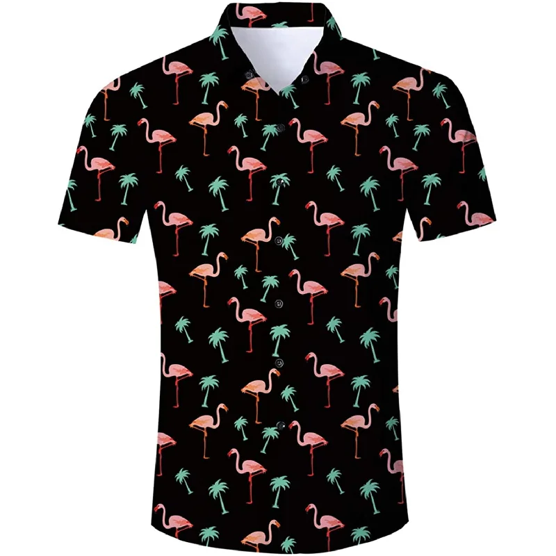 Flamingo Palm Tree Funny Hawaiian Shirt