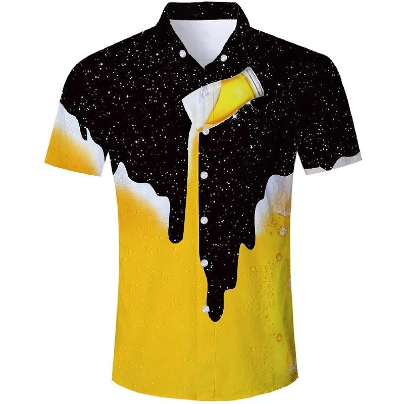 Galaxy Pouring Beer Funny Hawaiian Shirt