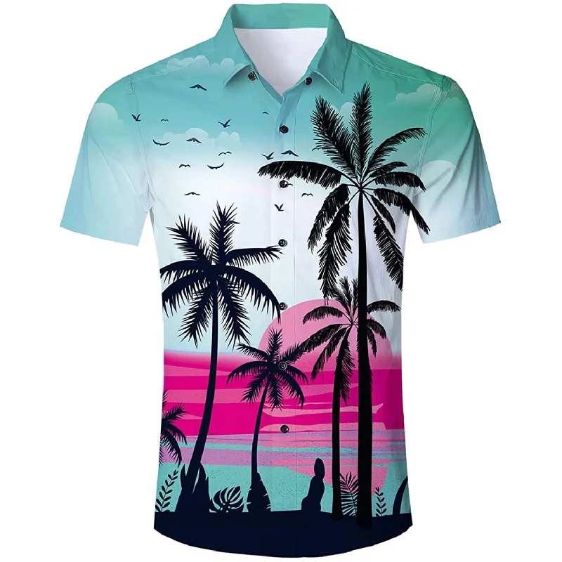 Sunset Palm Tree Funny Hawaiian Shirt