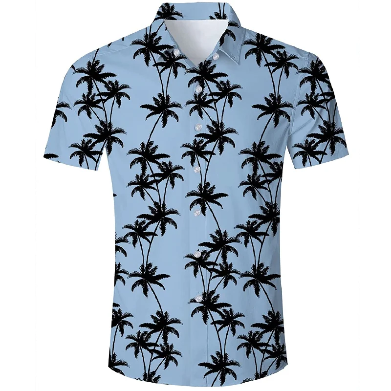 Light Blue Palm Tree Funny Hawaiian Shirt