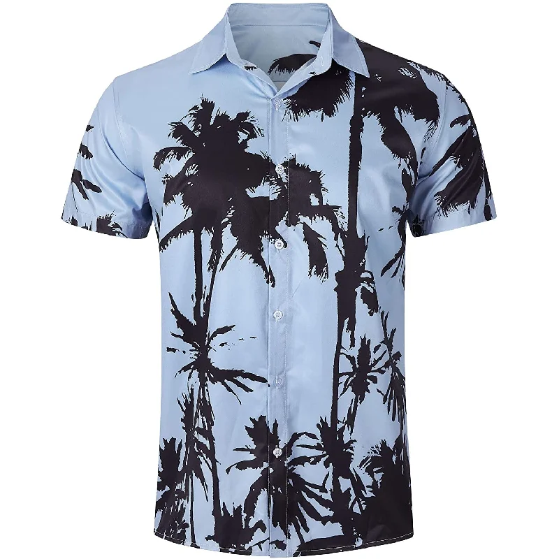 Light Blue Palm Tree Funny Hawaiian Shirt