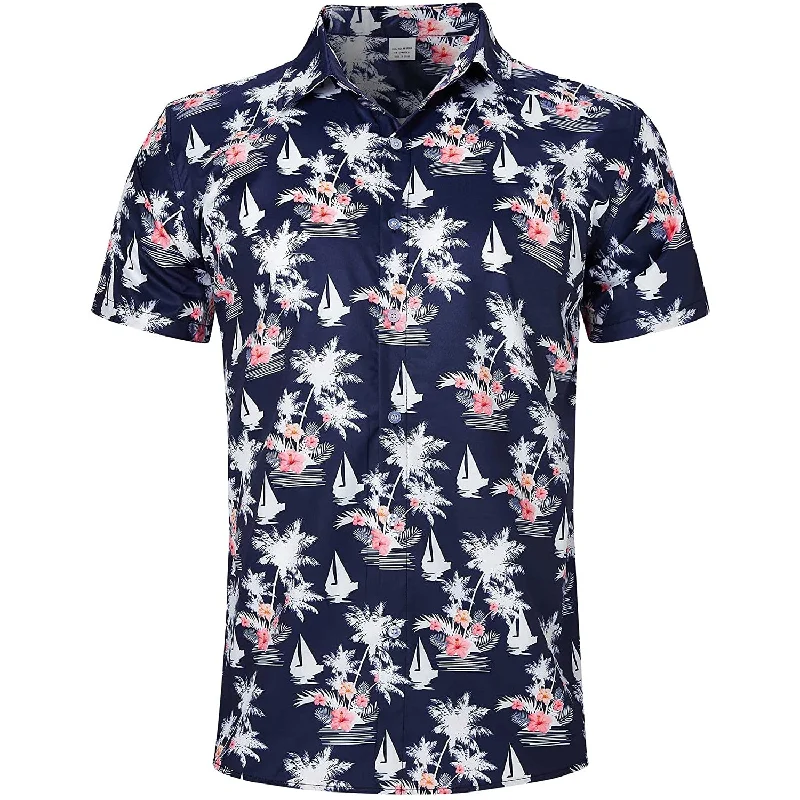 Navy Tropical Hawaii Tree Funny Hawaiian Shirt