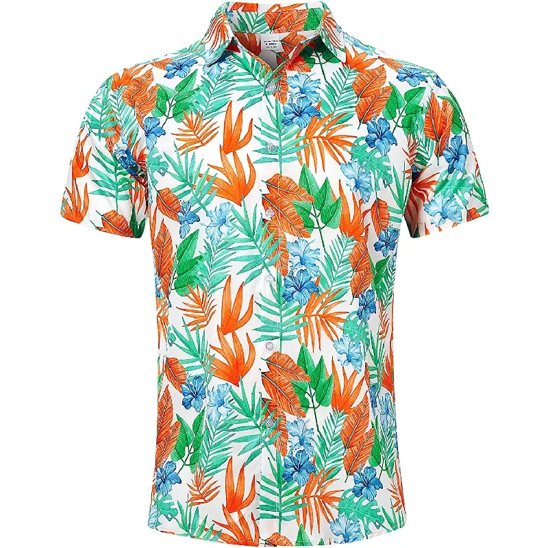 Orange Tropical Leaf Funny Hawaiian Shirt