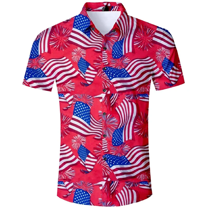 Red American Flag Funny Hawaiian Shirt