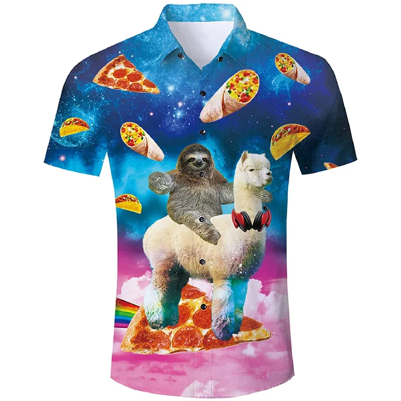 Sloth Riding Llama Funny Hawaiian Shirt