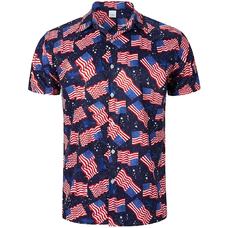 Space American Flag Funny Hawaiian Shirt