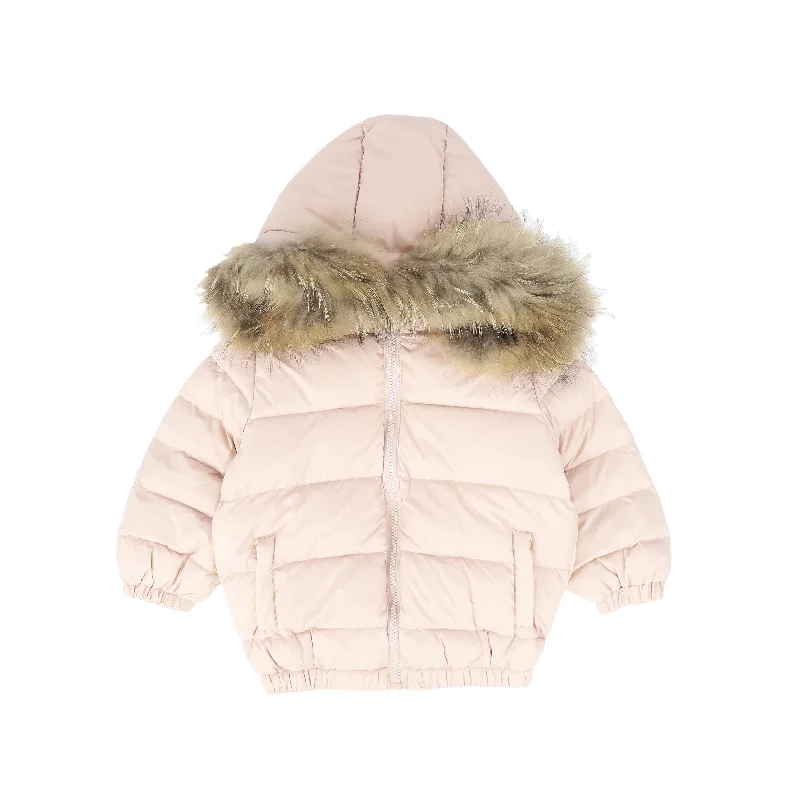 DENALI PINK FUR TRIM PUFFER COAT