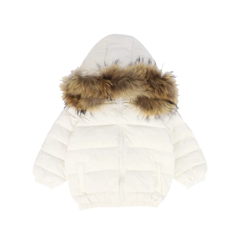 DENALI WINTER WHITE FUR TRIM PUFFER COAT