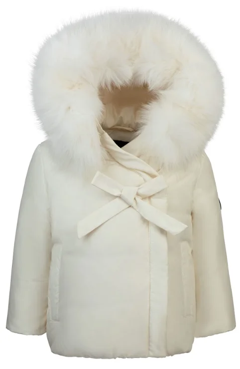 PRAMIE WINTER WHITE FUR TRIM COAT