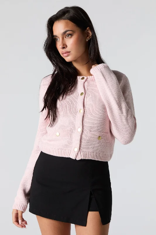 Ribbed Knit Snap Button Cardigan