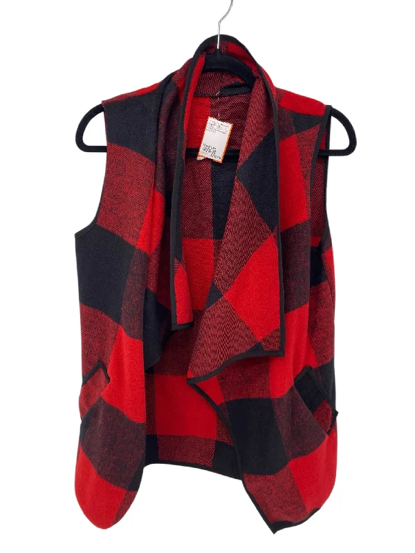 It's SO You Boutique Misses Size Medium Red Plaid Cardigan