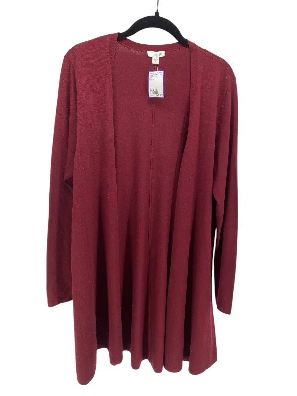 J Jill Misses Size Medium Burgundy Cardigan