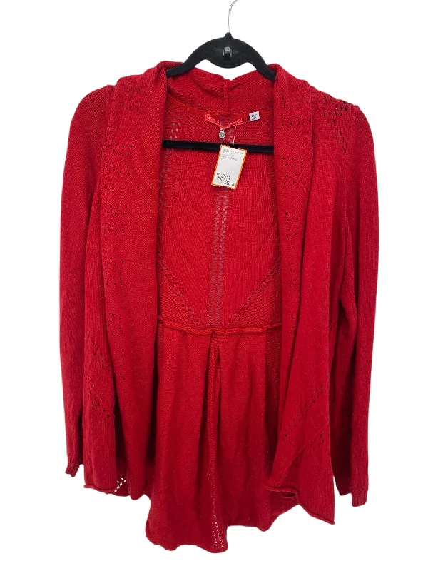 Knitted & Knotted Misses Size Medium Red Cardigan