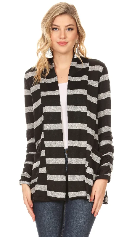 Heather Grey - Black Stripe