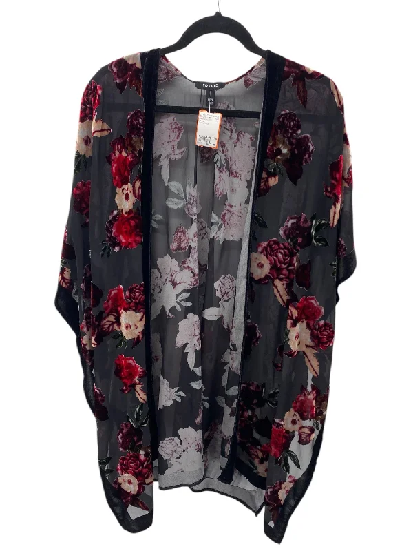 Torrid Misses Size Torrid 00 (M/L) Black Floral Cardigan