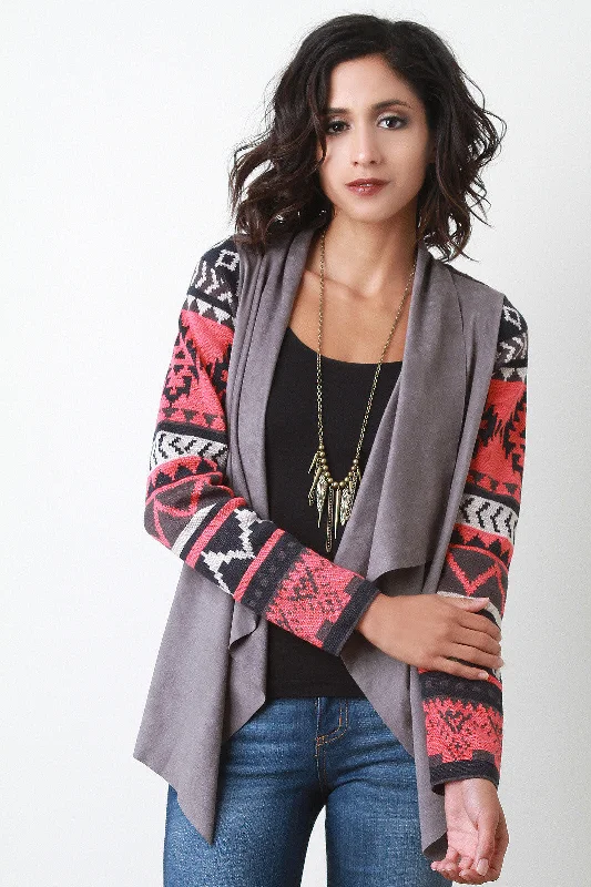 Mixed Media Tribal Sleeve Cardigan