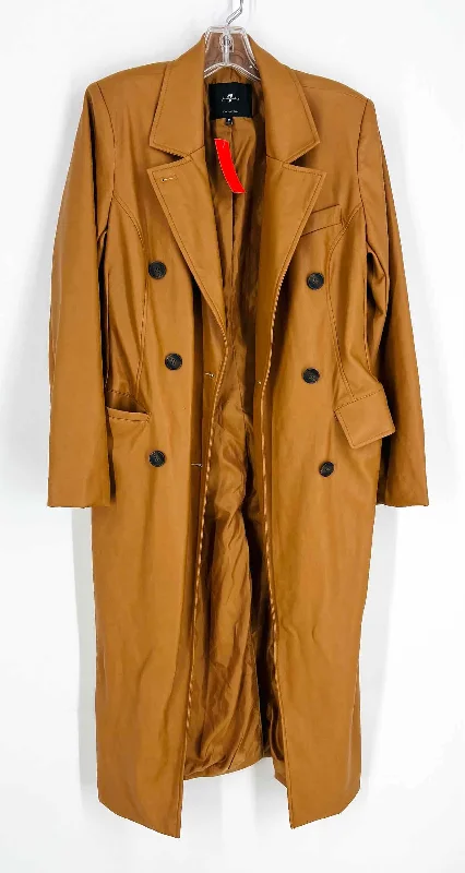 7 For All Mankind Size M Tan Double Breasted Faux Leather Coats Trenchcoat