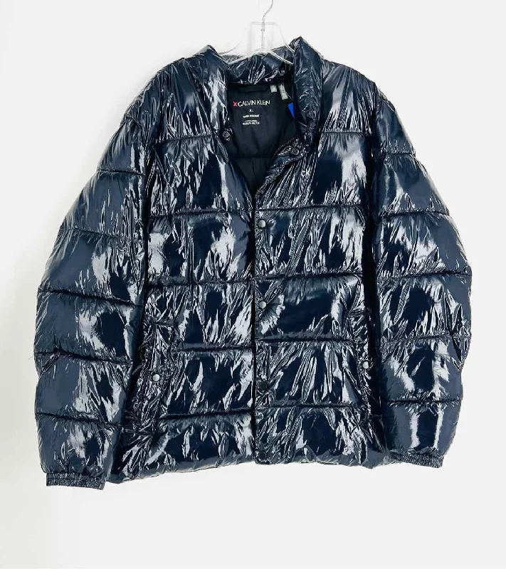 Calvin Klein Size XL Navy Glossy Puffer NEW Jackets Coat