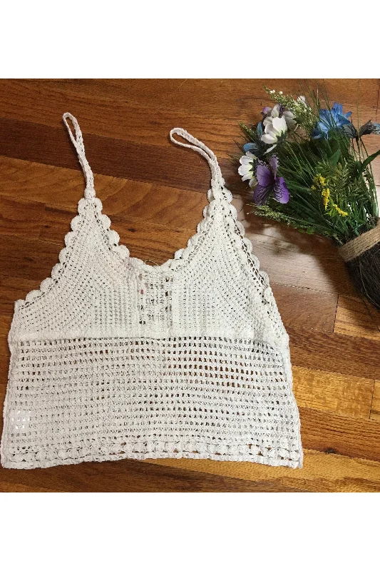 Adora White Knit Tank Top O/S