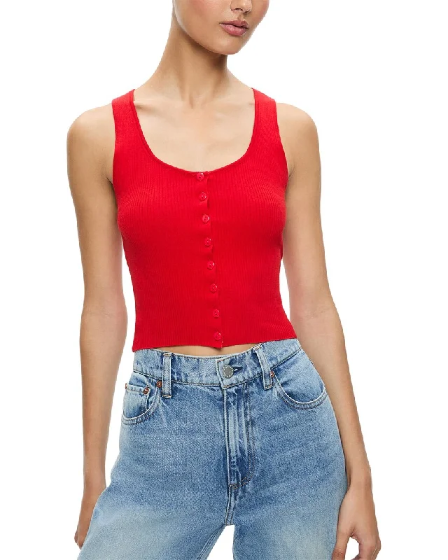 Alice + Olivia Daryn Button Thru Cropped Tank