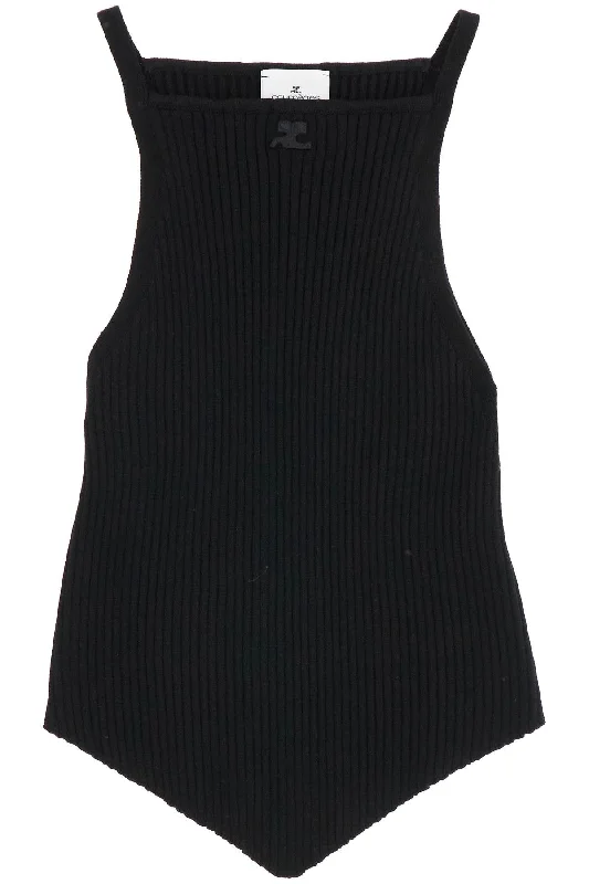 Courreges Women's "Ribbed Knit Tank Top With Pointed Hem