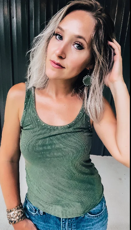 Green Studded Tank