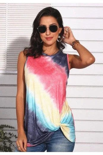 Tracie’s Tie Dye Twist Sleeveless Tank