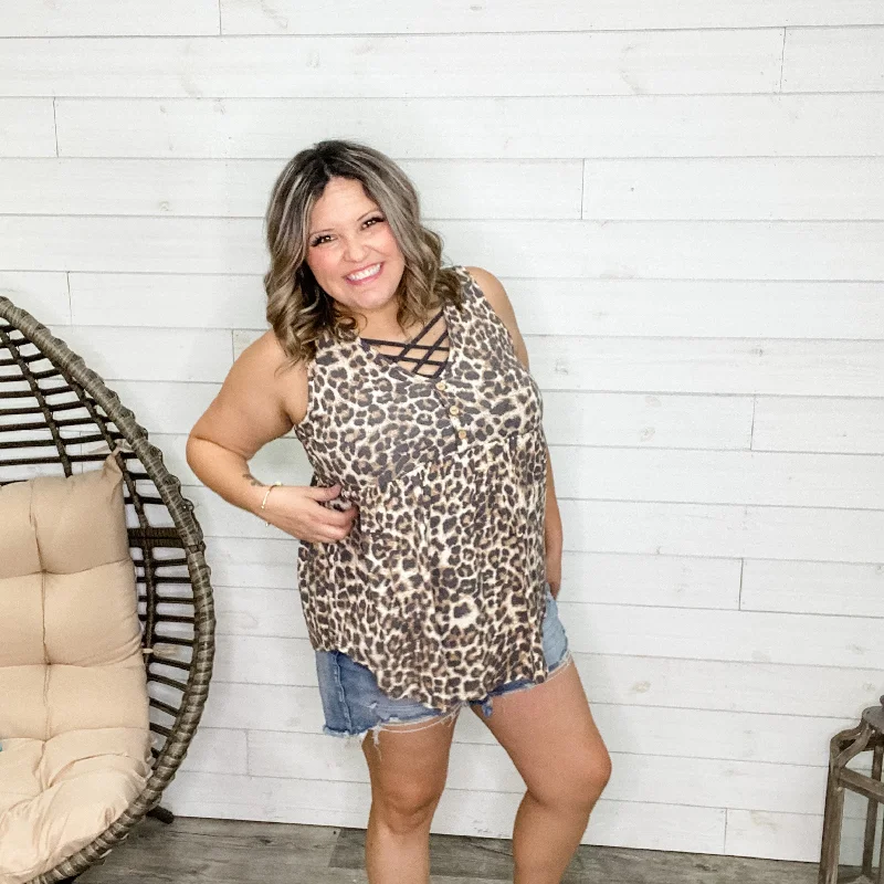 "Yara" Animal Print V Neck Babydoll Tank