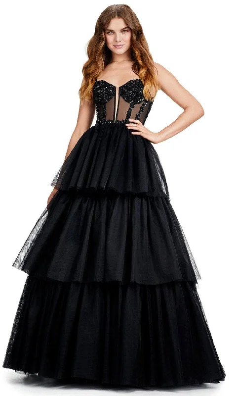 Ashley Lauren 11462 - Beaded Corset Tulle Prom Dress