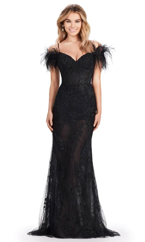 Ashley Lauren 11481 - Feather Sleeve Prom Dress